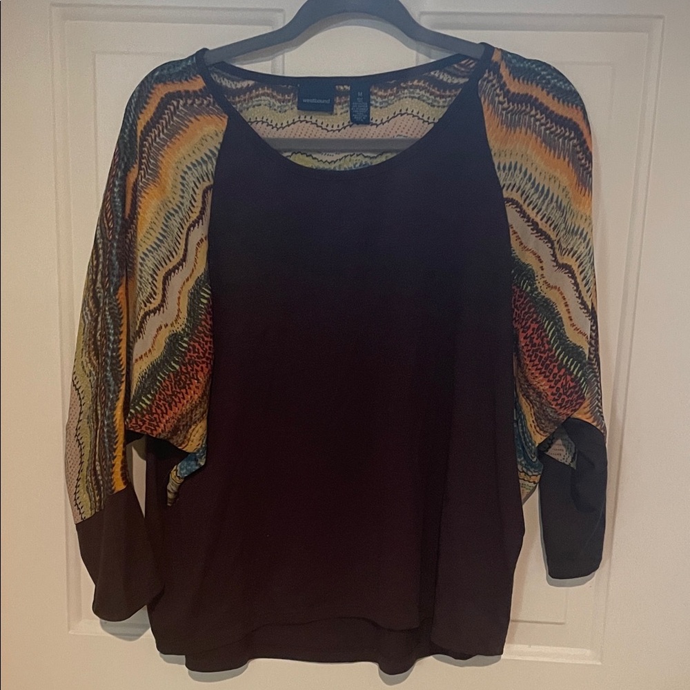 Westbound Top with Patterned Sleeves